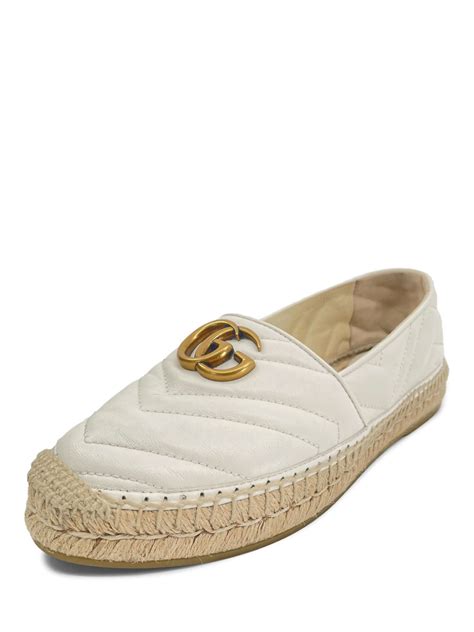 GUCCI's GG Marmont Quilted leather white espadrilles Sandals 